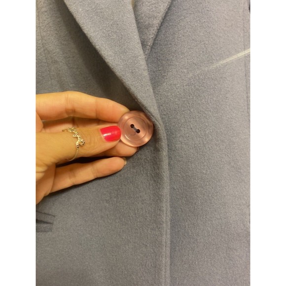 HENRI BENDEL NY Long Blazer Jacket Coat Cashmere Wool Italy Blue/Grey Sz 2 Small - Picture 2 of 6